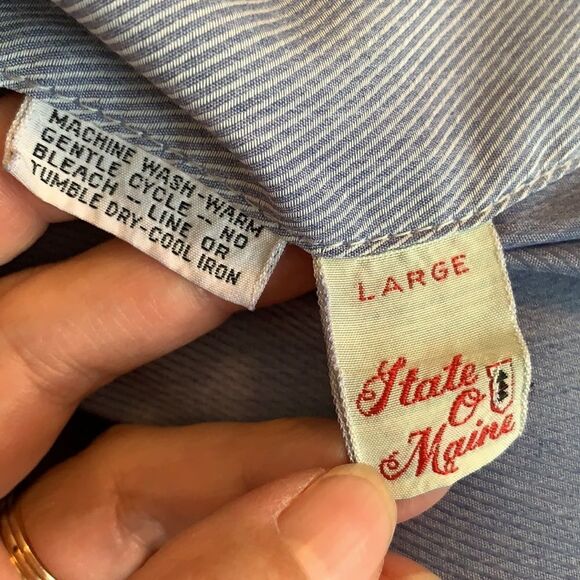 Vtg State of Maine blue striped robe - Picture 10 of 14